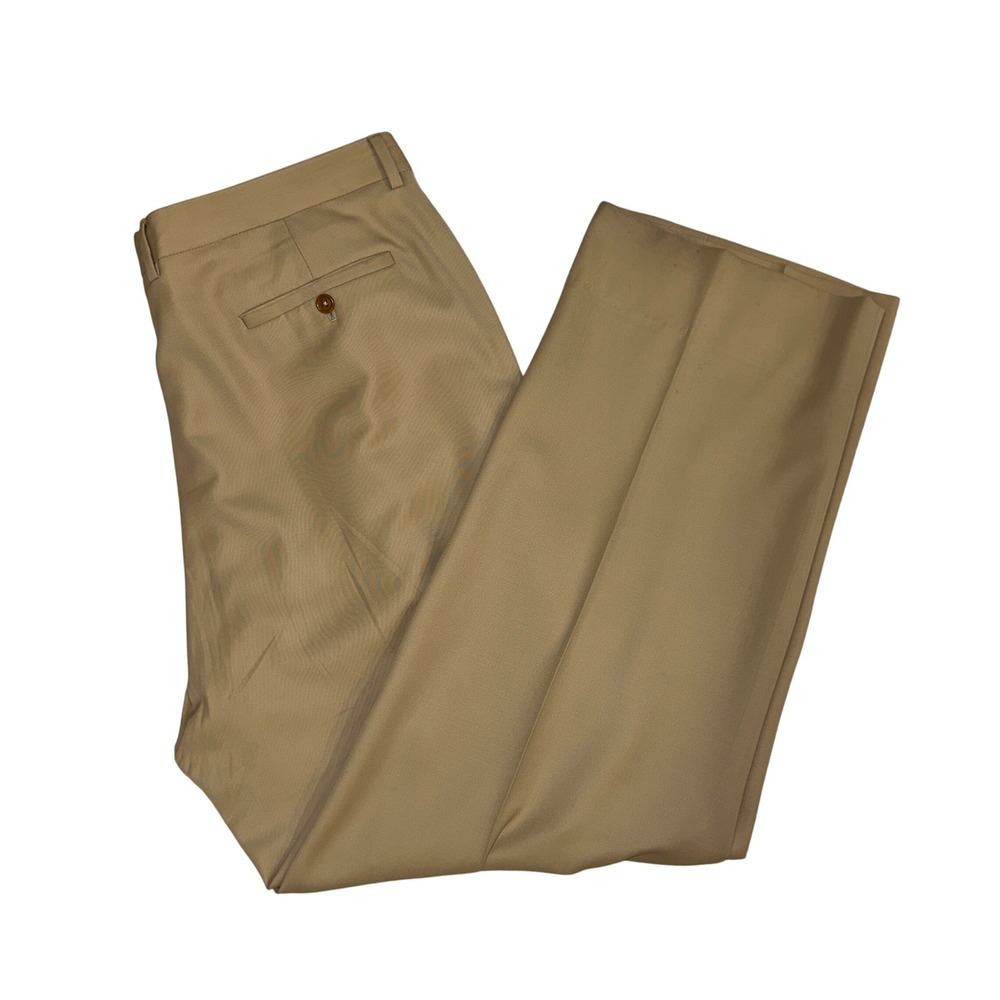 Ralph Lauren Purple Label Men's 40/31 (Lets Out to 34) Tan Wool Dress Pant Italy - Picture 3 of 12